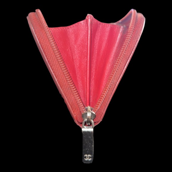 Chanel Wallet Timeless CC Logo Zip Around Zippy Wallet Red Caviar Leather - Picture 11 of 15